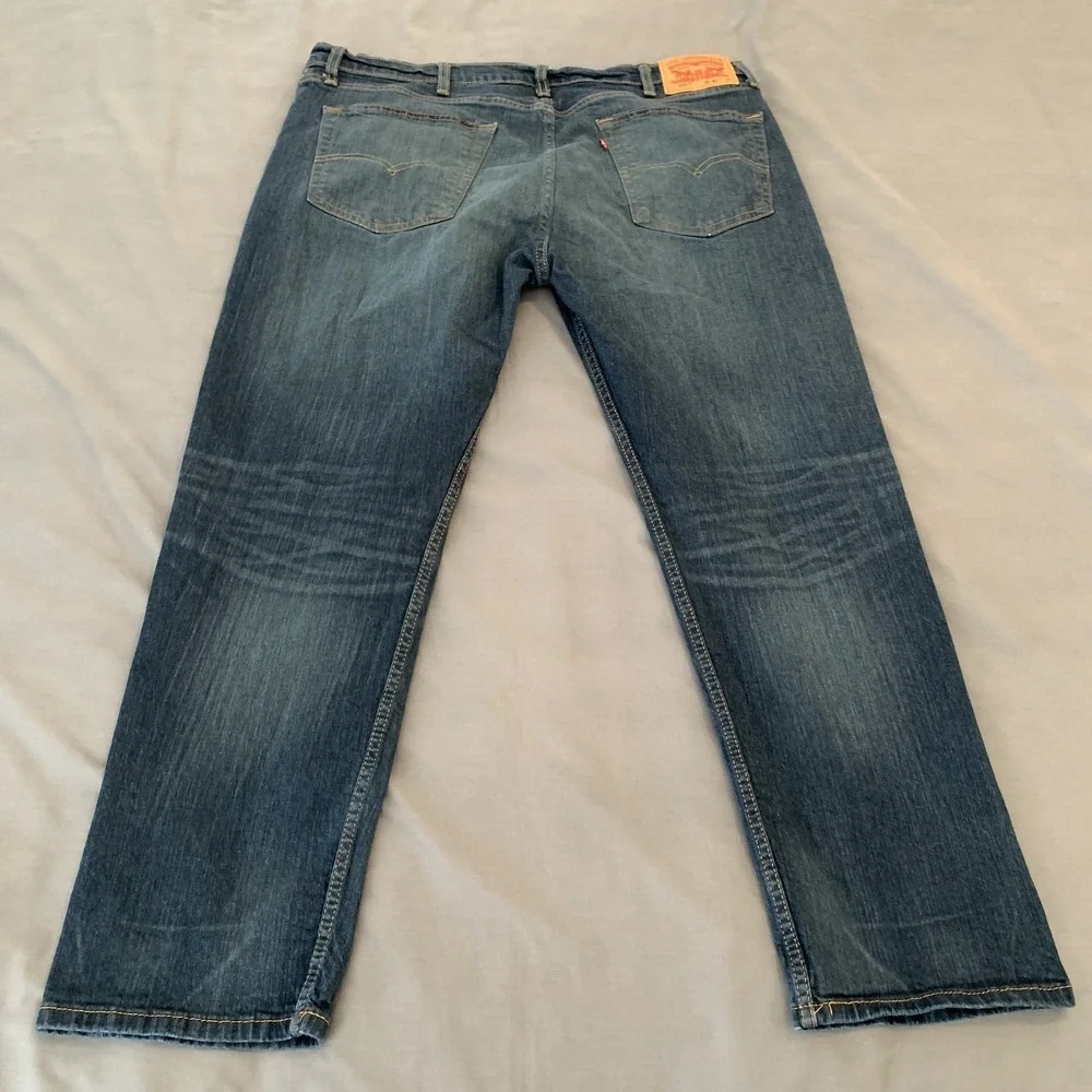 Levis 502 Jeans‎ Mens 40x30 Blue Faded Medium Wash Regular Tapered Stretch Denim